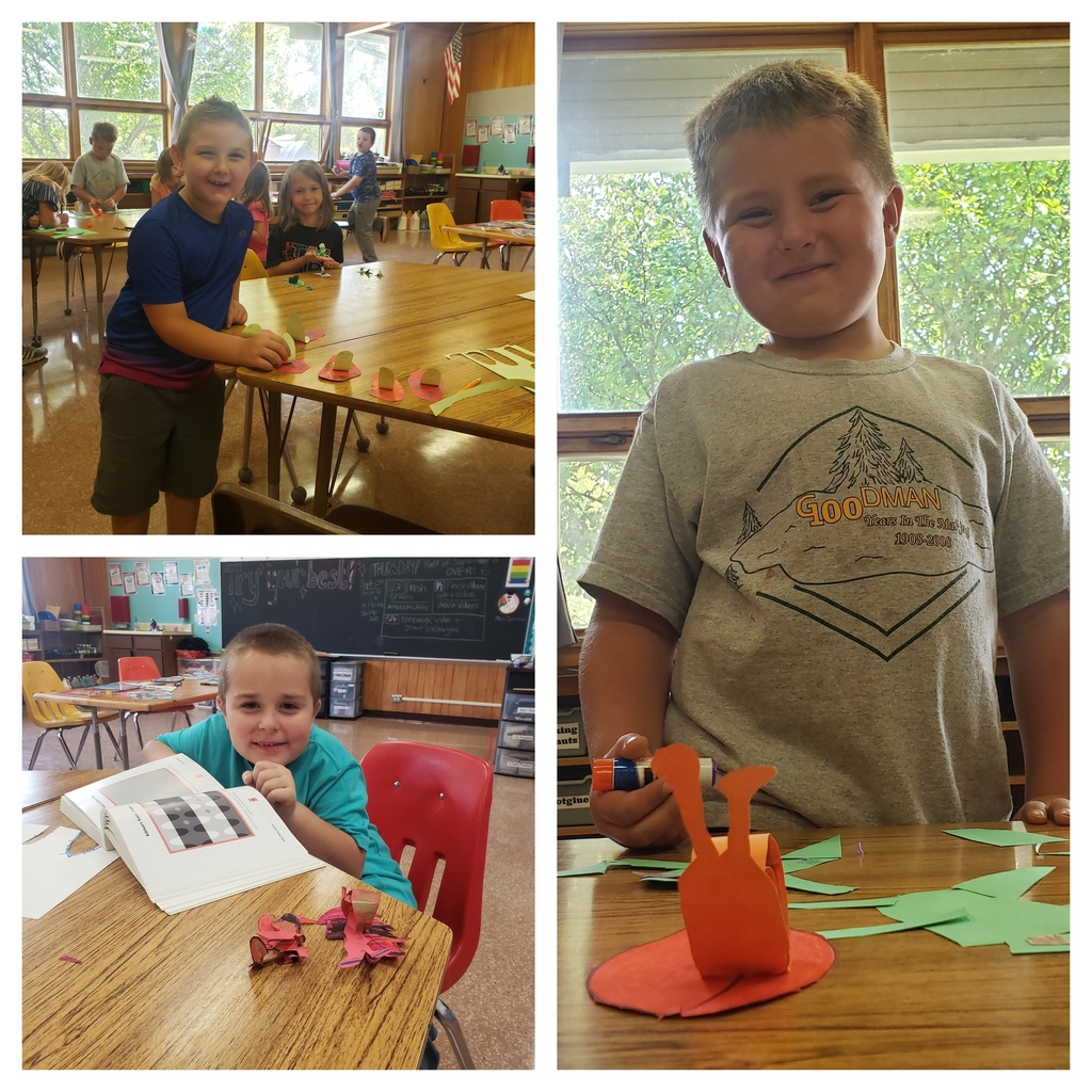 1st and 2nd Grade: Designed their own leaves and snails for a fun project to practice working with scissors and a fun way to make a 3D project. 